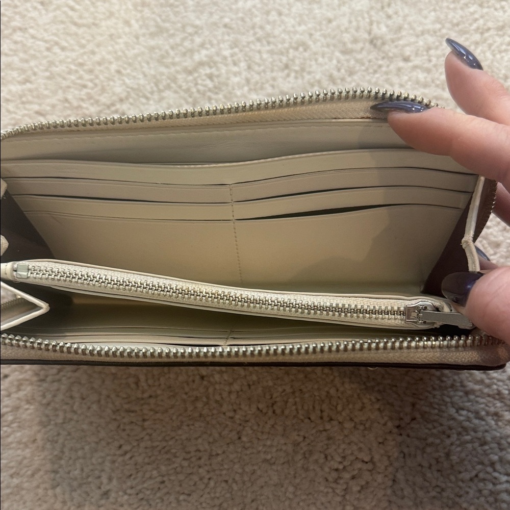 Coach Zippered Ivory Wallet with Metallic Accents - Picture 6 of 7